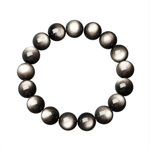 黑曜石手串亲宝水晶彩虹黑曜石手链男女金曜石散珠银曜石单圈情侣