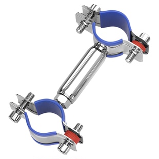 304不锈钢管支架双层调节双头管夹喉箍管道PVC固定支架卡箍双管卡
