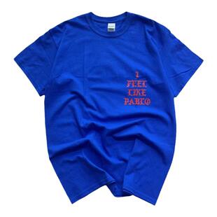 章自豪 Kanye West坎耶 Pablo背后印花胸前字母圆领短袖T恤Tee
