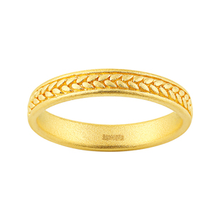 古法黄金戒指999足金穗穗平安情侣一对2025新款实心纯金女送妈妈