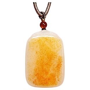 新疆和田玉洒金皮平安无事牌吊坠挂件一细料油润男女款挂件保真