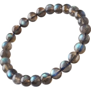 月光石手链女男灰拉长石东海水晶玛瑙玉髓翡翠玉石猫眼散珠子手串