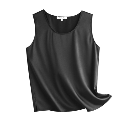 100%桑蚕丝贵帛素绉缎无袖背心