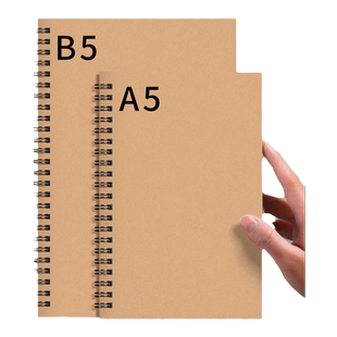 简约线圈笔记本本子加厚本子练习本b5记账本子牛皮横线本a5软皮工作会议记录本办公日记黑卡方格网格本