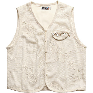 日系复古蕾丝贝壳流苏小香风外穿V领马甲男春秋季高级感宽松外套