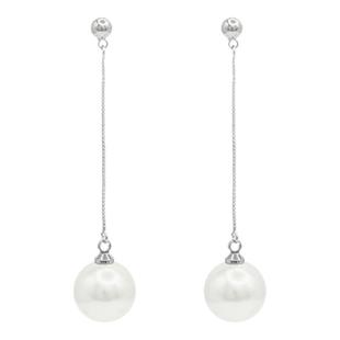 「白茶戚风」经典长款施家珍珠耳环蚊香盘耳夹无耳洞气质耳饰耳钉