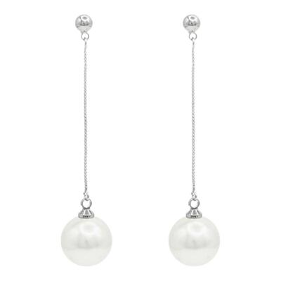 「白茶戚风」经典长款施家珍珠耳环蚊香盘耳夹无耳洞气质耳饰耳钉