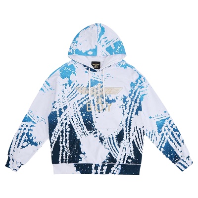 boylondon满印扎染连帽套头卫衣