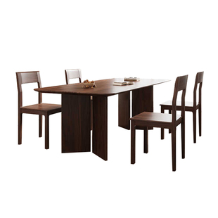 宋式美学黑胡桃木实木餐桌长方形饭桌家用西餐桌6人餐桌椅组合