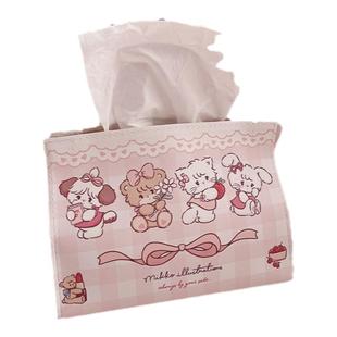 纸巾盒桌面客厅mikko联名家用汽车车载抽纸盒皮革收纳盒可爱卡通