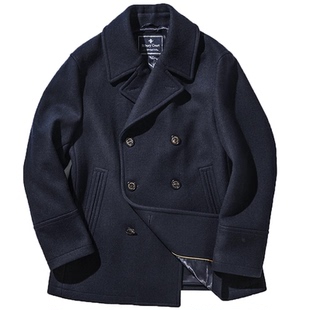 秋冬进口澳洲羊毛呢海军PEA-COAT复古绅士双排扣派克短大衣