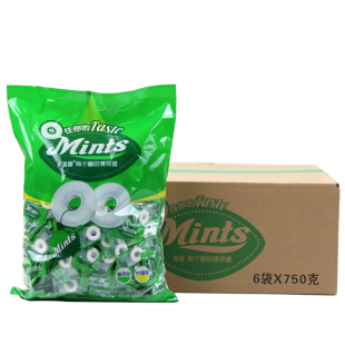澹叠有个圈的薄荷糖整箱750gx6袋多口味酒店商务招待清凉食品糖果