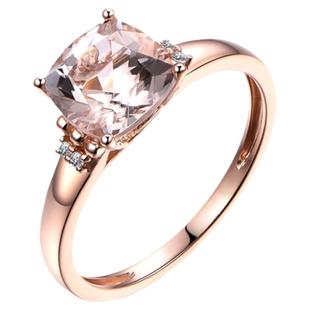 米莱珠宝 1.65克拉天然摩根石戒指 女18K玫瑰金钻戒 彩宝宝石定制