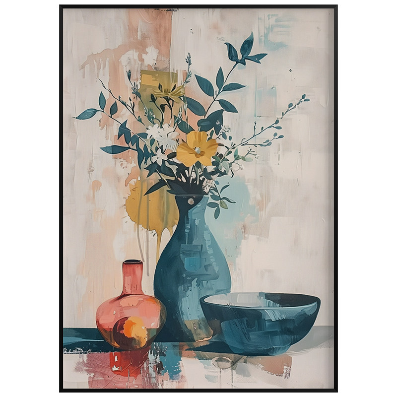 静谧的花艺时光客厅卧室沙发水彩花卉装饰画挂画艺术框油画壁画