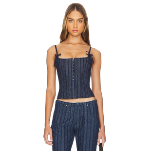 LIONESS 蓝色竖条纹吊带背心y2k辣妹风上衣REVOLVE小众
