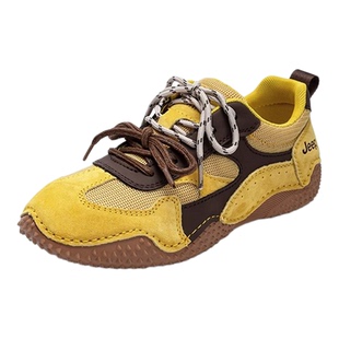 jeep黄色德训鞋2025新款夏季透气跑步鞋轻便软底通勤百搭休闲女鞋