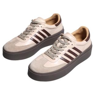 巴黎 流行舒服不重厚底牛京皮三条杠运动鞋休闲鞋波鞋板鞋德训鞋