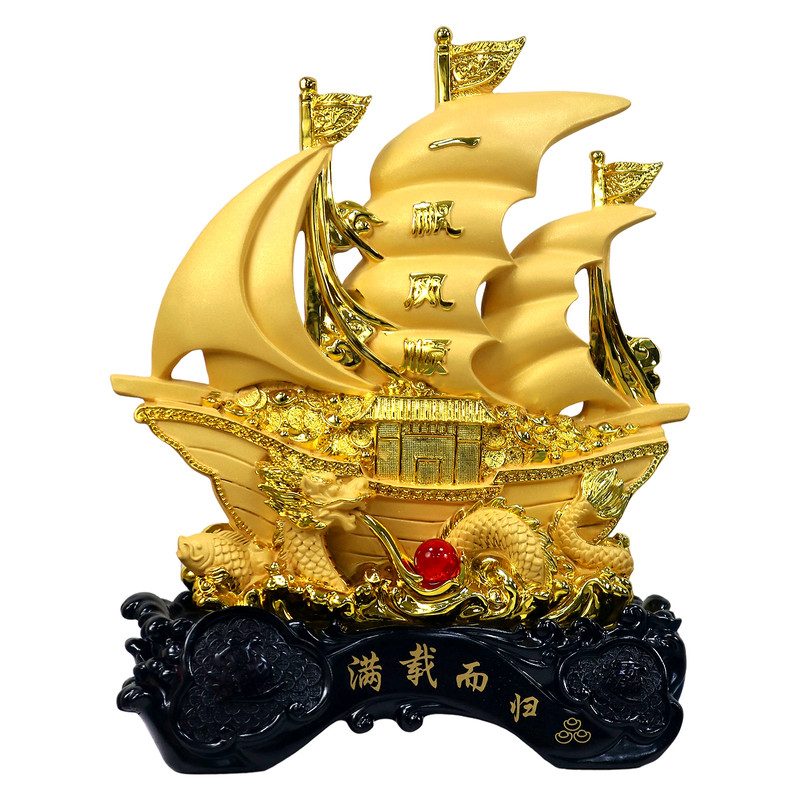 沙金一帆风顺船帆摆件开业乔迁