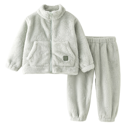 上宝麦考拉绒秋冬睡衣套装保暖