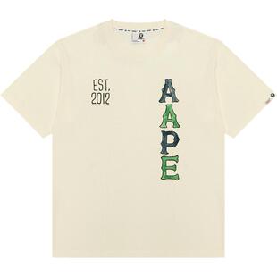 Aape旗舰店男装春夏猿人校园字母印花休闲潮流短袖T恤1630XXO
