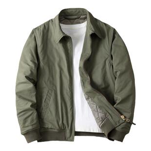 冬季商务休闲翻领夹棉厚款夹克外套男 加厚户外工装水洗纯棉上衣