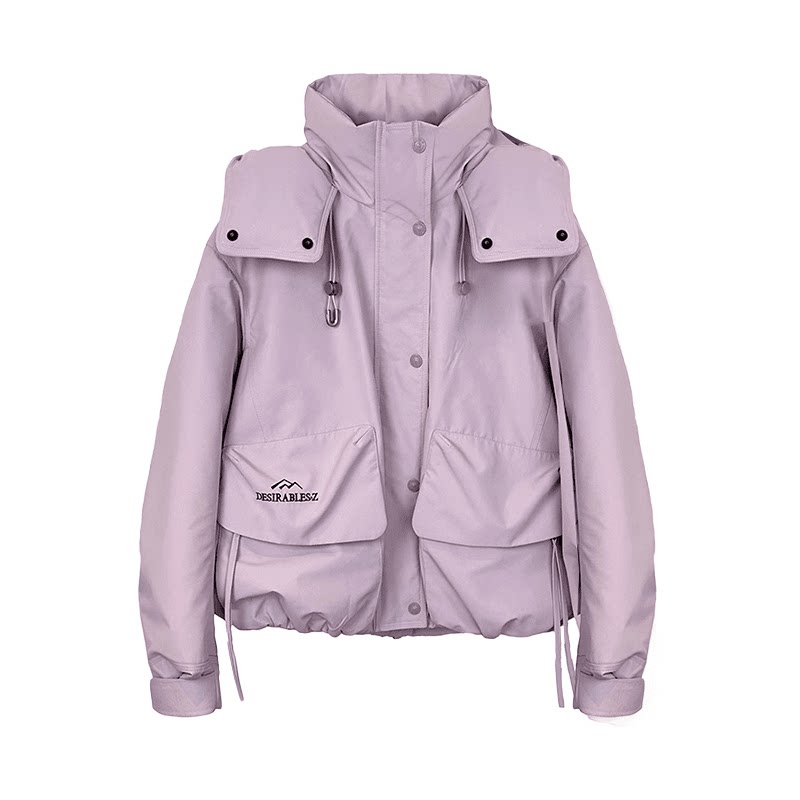鸭鸭短款羽绒服女户外运动冲锋衣