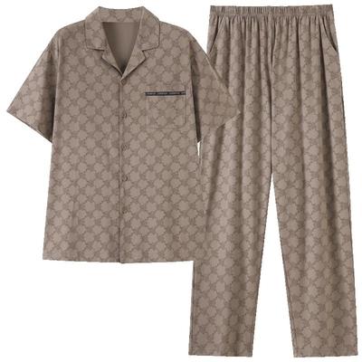 睡衣男士夏季纯棉短袖长裤家居服