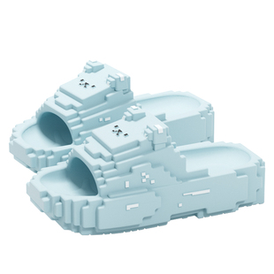 积木像素小熊拖鞋女夏季新款厚底踩屎感卡通凉拖鞋EVA防滑洗澡拖