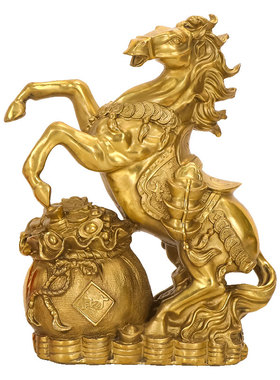 马到成功摆件纯黄铜马上发财有钱