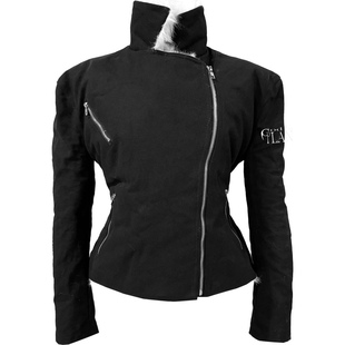 Gods plan*上帝计划 24AW原创暗黑重工斜襟拉链修身短款皮草夹克