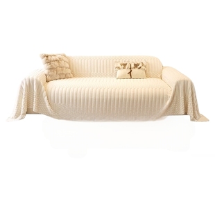 奶油风沙发巾四季通用2025新款沙发盖布秋冬毛绒全盖式防猫抓坐垫