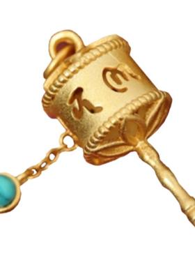 中国民族风镀金绿松石吊坠女小巧精致百搭锁骨链项坠复古中式项链