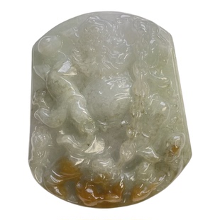 隆慈缘原矿翡翠源头A货冰糯种自然黄翡天师钟馗吊坠玉石钟馗挂件