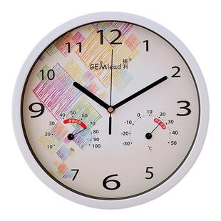 榛利挂钟温湿度计带时钟静音客厅室内时尚创意简约钟表30CM大表盘