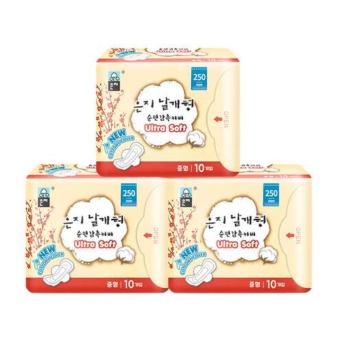 【自营】恩芝韩国进口透气日用舒爽贴身瞬吸250mmx10片x3包卫生巾