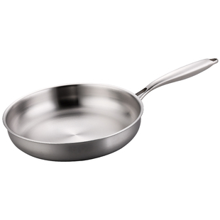 无涂层316不锈钢平底锅家用不粘锅食品级加厚电磁炉专用牛排煎锅