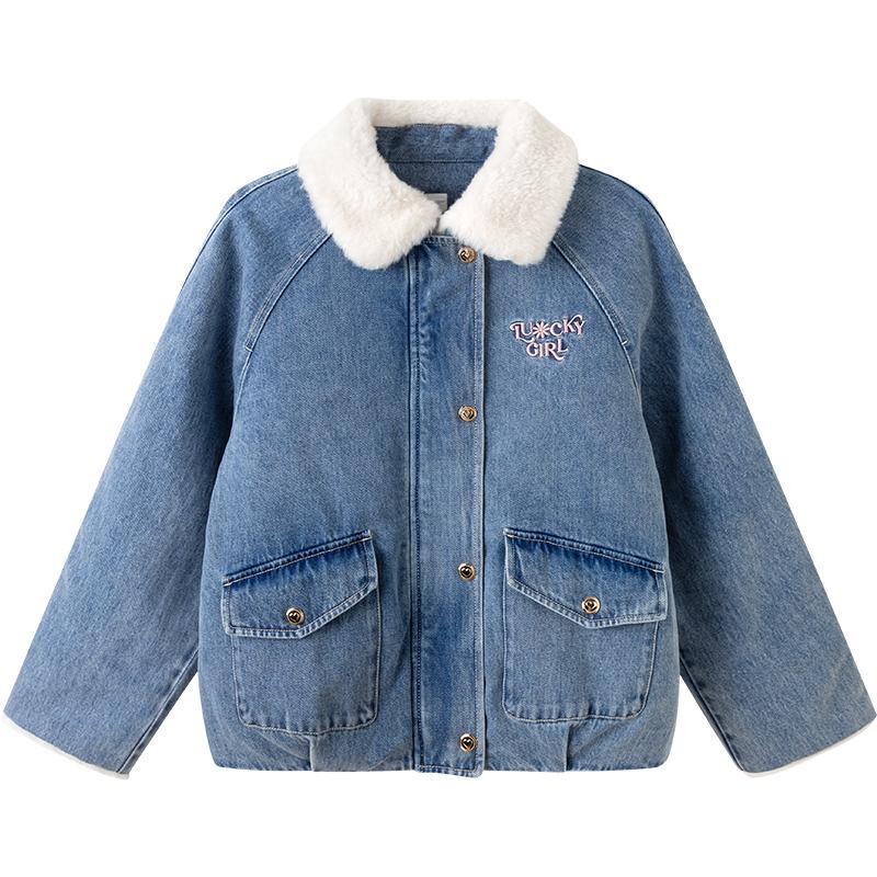 巴拉巴拉女童牛仔棉服中大童外套