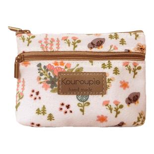 双层小巧可爱拉链零钱包硬币包拉链小口红包布艺印花女士小包