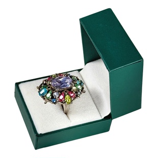 Hollycraft带标多巴胺多彩宝石纯银戒指西洋古着vintage中古首饰