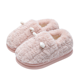 保暖女款棉鞋冬季外穿毛绒厚底月子鞋包跟时尚加绒情侣鞋家居室内
