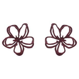 复古安可拉红色镂空花朵耳环秋冬显白耳钉轻奢高级感百搭新年耳饰