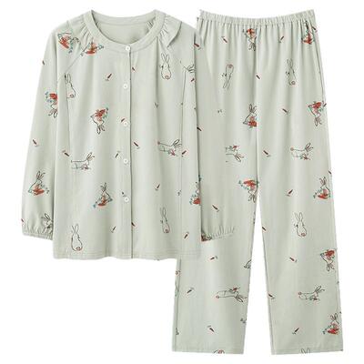 2026年新款月子服春秋季纯棉长袖圆领开衫产后哺乳喂奶孕妇睡衣夏