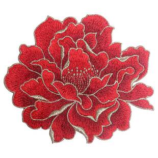 大号牡丹花刺绣布贴衣服破洞修补丁水溶工艺手感亲肤柔软无胶缝制