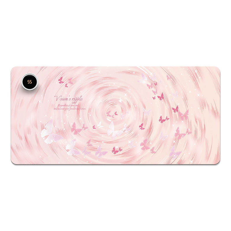 唯鑫V-SION粉色蝴蝶2025新款加热鼠标垫超大发热暖桌垫办公室垫子桌面电脑键盘电热板暖手桌垫