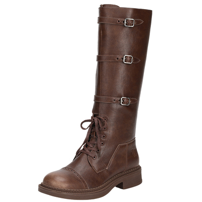 高筒骑士靴子女新款厚底马丁长靴