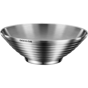 吉度拉面碗304不锈钢汤面碗面馆专用家用双层大汤碗大碗饭碗汤盆