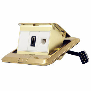 弹起式地面插座HDMI高清带线直插加网络线电脑宽带模块多媒体地插