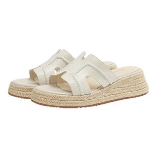 MILLIE'S/妙丽女士坡跟拖鞋夏季外穿2026新款时尚百搭草编凉拖鞋