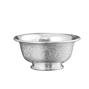 银碗999纯银家用雪花银碗食用熟银碗筷勺三件套宝宝足银餐具送礼