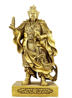 黄铜托塔李天王铜像摆件精工人物四大天王李靖神像古风铜工艺品
